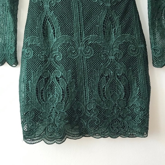 Lavish Alice open Back Forest Green Mini Lace Dress US6 - Picture 7 of 9